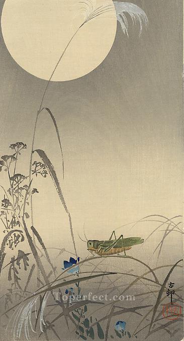 grasshoper and fool moon Ohara Koson Japanese Oil Paintings